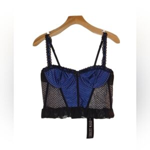 NWT Current Mood 2 Piece Corset Top and Skirt Set in Purple and Black Mesh